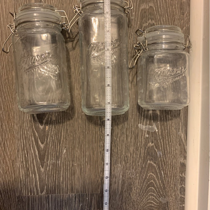 *Vintage Storage Jars Glass Canister - Set of 4 - 13.25" H x 7.87" W x 4.37" D