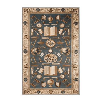 Machine Washable French Gray Area Rug