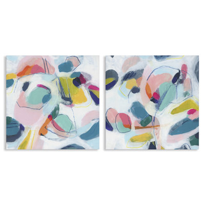 Eye-catching Abstract Pastels  2 PC Canvas Wall Art Set by June Erica Vess