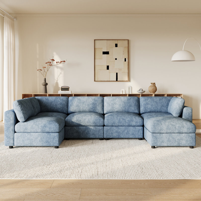 129" Modular Sectional Sofa, Blue