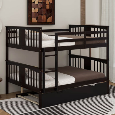 Full Over Full Bunk Bed With Twin Size Trundle And Ladder