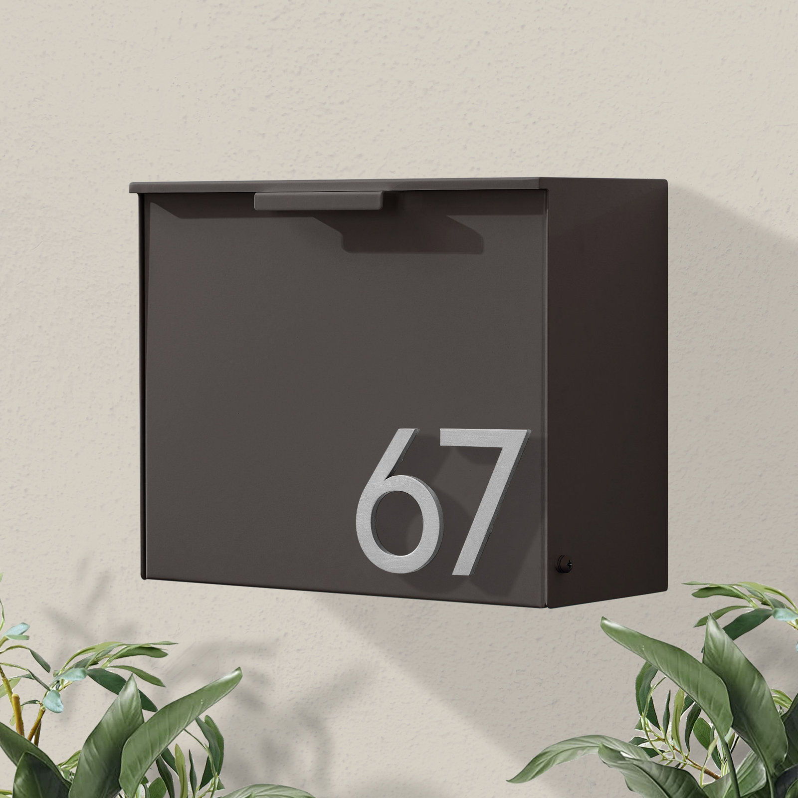 Cubby Wall Mounted Steel Mailbox, Brown, Yes, Silver