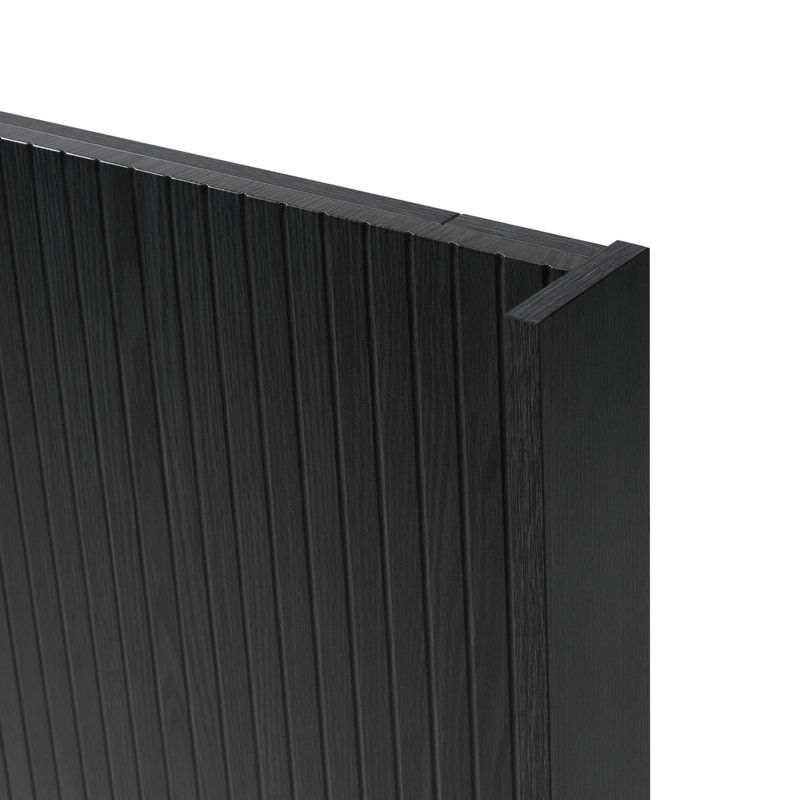 Tête de lit cannelée Harrill, Black Woodgrain, Grand