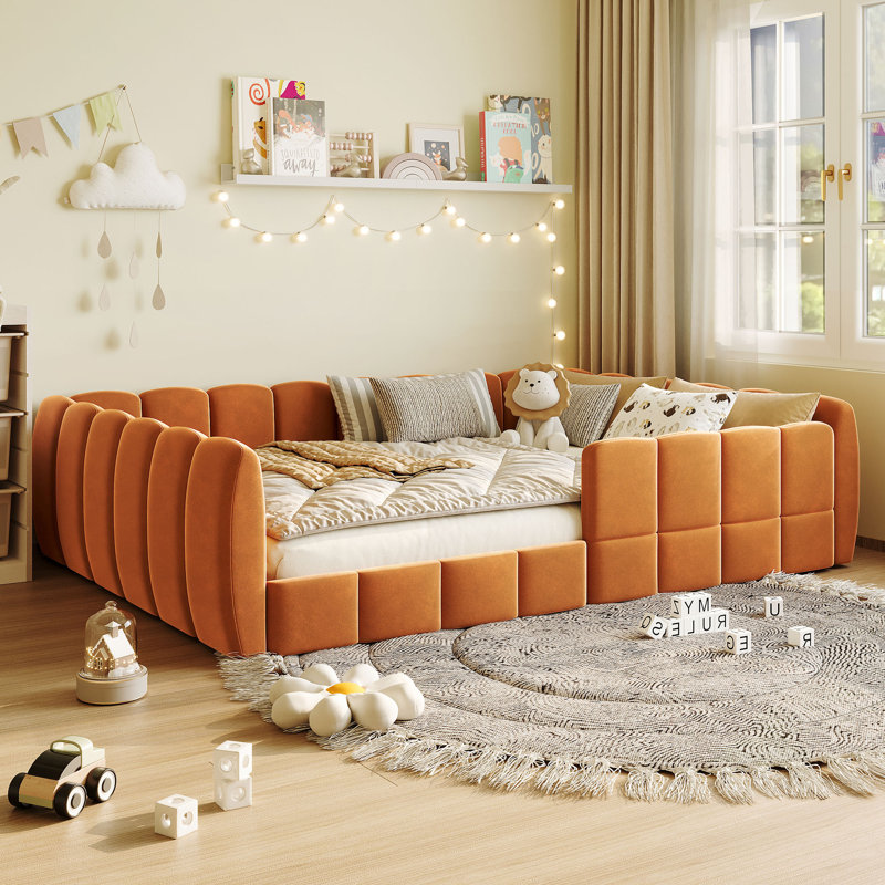 Lit tapissier moderne, Orange