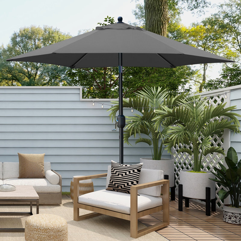 Parasol de marché inclinable 90 po Keiwarren, Gris foncé
