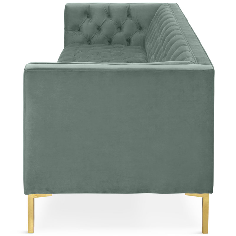 Canapé à accoudoirs carrés en velours 82,5 po Dunkelberger, Bleu pâle