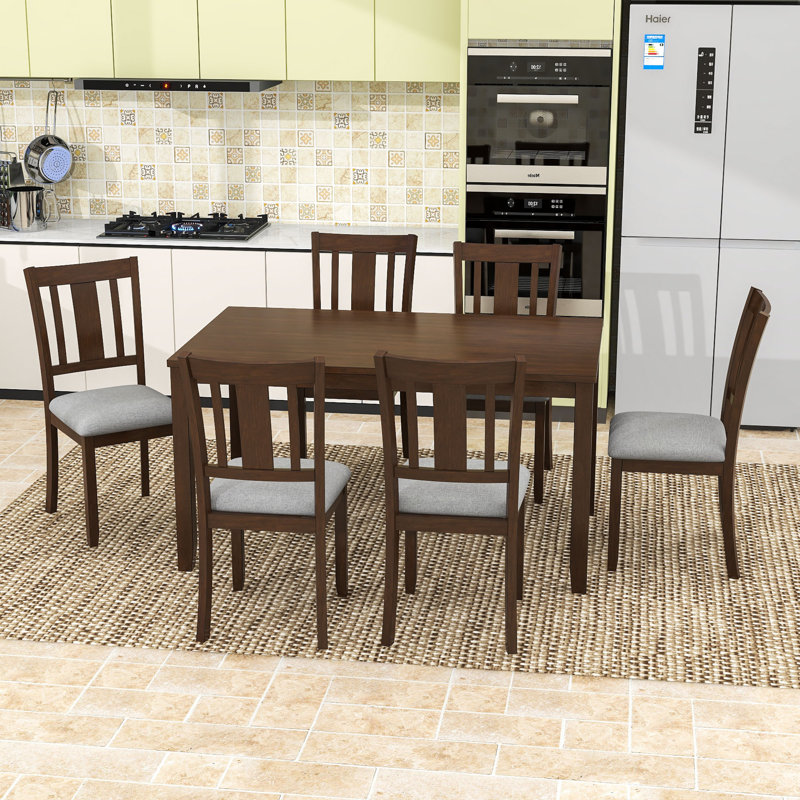 Ensemble de table de salle à manger 7 pièces avec 6 chaises rembourrées