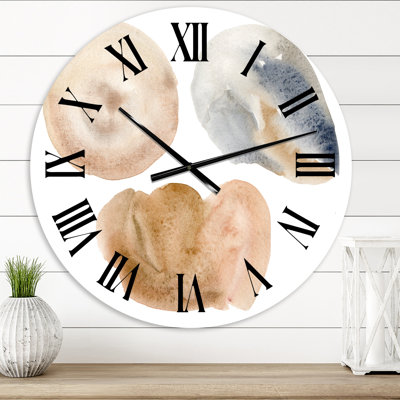 Holiday Set With Abstract Blue & Beige Circle Spot - Modern wall clock