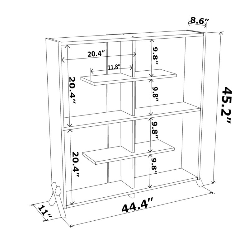 Wood Frame 6 Shelves Bookcase Industrial Bookshelf Modern Bookcases Large Bookshelf Organizer