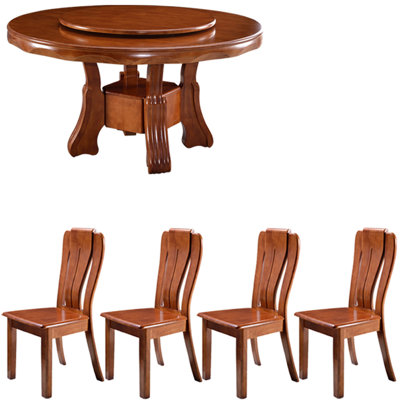 Chinese style solid wood round dining table set