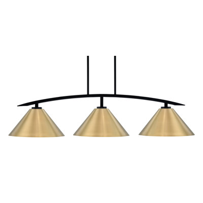 Kurve 3 Light Island Light With Cone Metal Shades