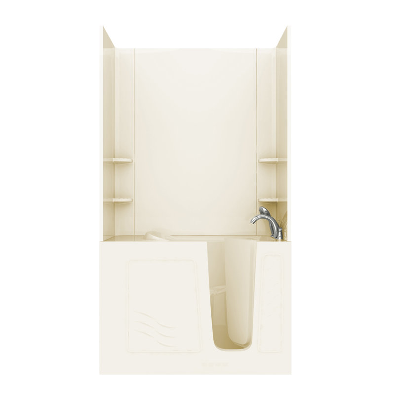 Santa Fe 52.75'' x 26.4'' Whirlpool Fiberglass Bathtub with Faucet, Biscuit, Right