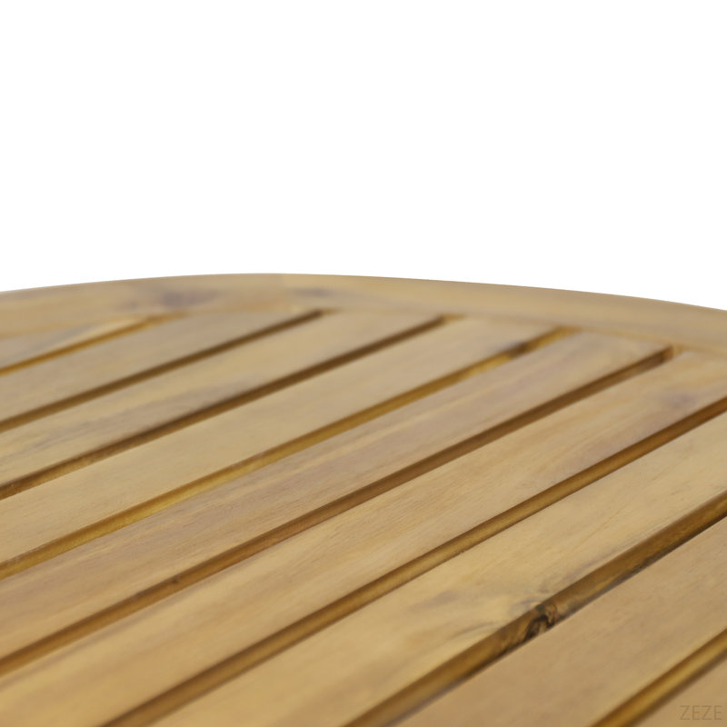 Table basse ronde à lattes en bois