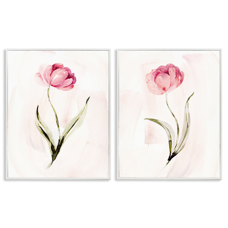«Vivid Pink Budding Bloom», ensemble de 2 giclées encadrées, design par Kristen Brockmon, H 30 po x l 48 po