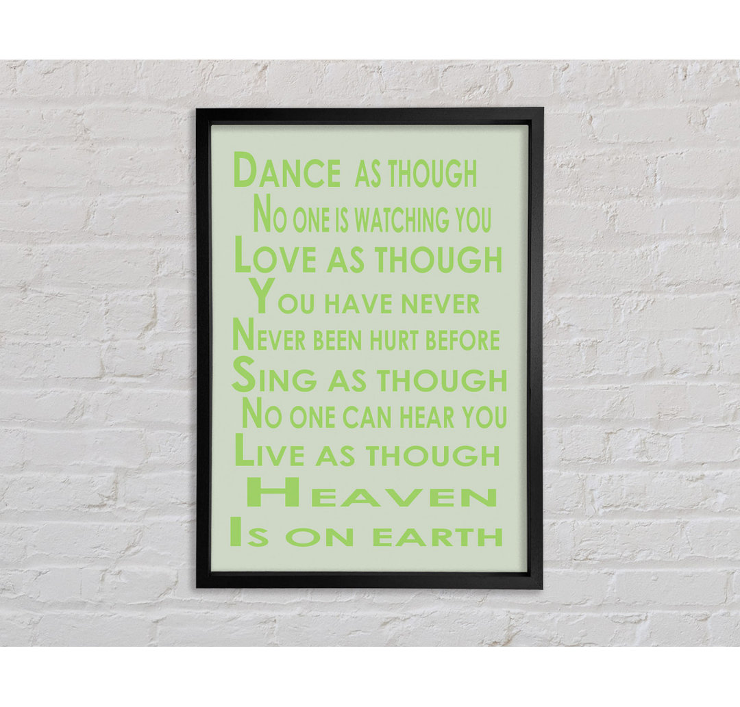 Home Quote Heaven Is On Earth Lime - Single Picture Frame Typography on Canvas