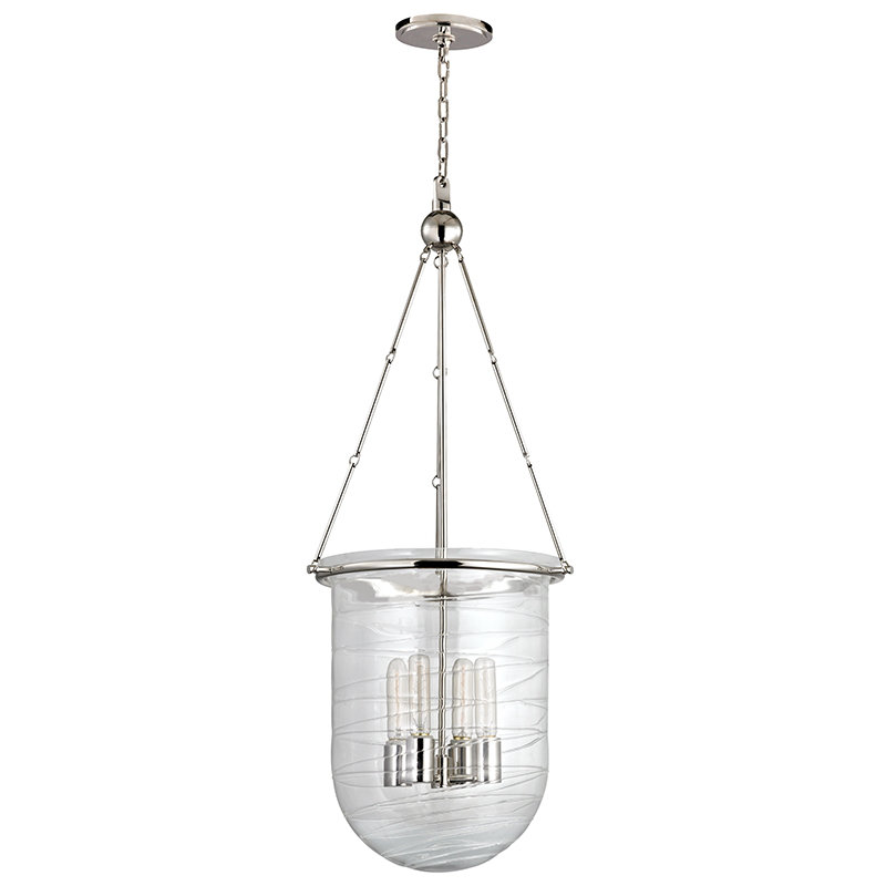 Luminaire suspendu simple 4 lumières Kituku, Nickel poli