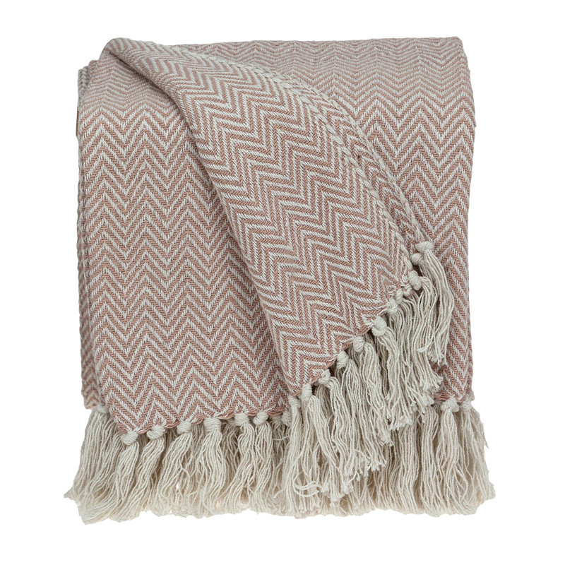 Jeté réversible en coton tissé rose