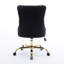 Fauteuil de bureau en velours noir Arwen, siège de bureau, pivotant réglable, base en métal doré, conception à boutons, boutons tirés à la main, rebond élevé et confortable, pivot de style américain avec bouton, fabriqué à la main-121074562