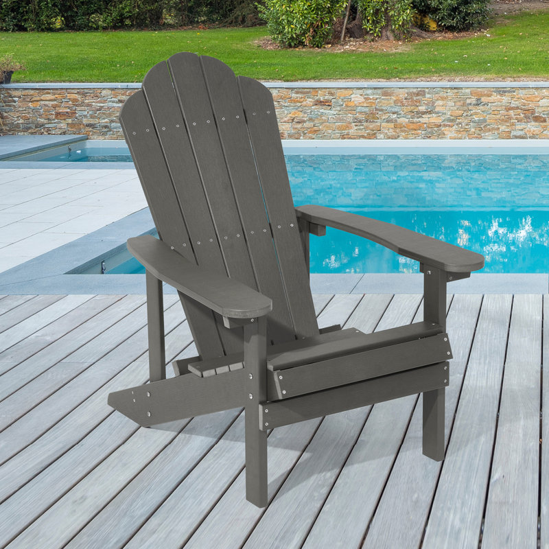 Chaise Adirondack en plastique Inniss, Gris charbon