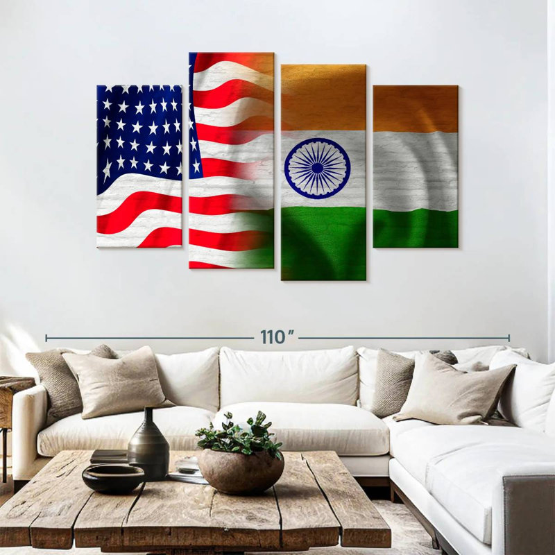 Drapeau de Borges, Inde et États-Unis, H 54 po x l 84 po