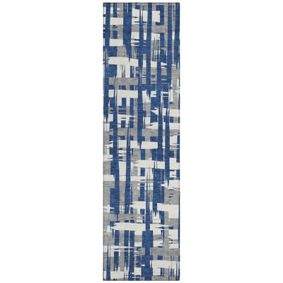 Machine Washable Indoor/Outdoor Chantille Navy Rug