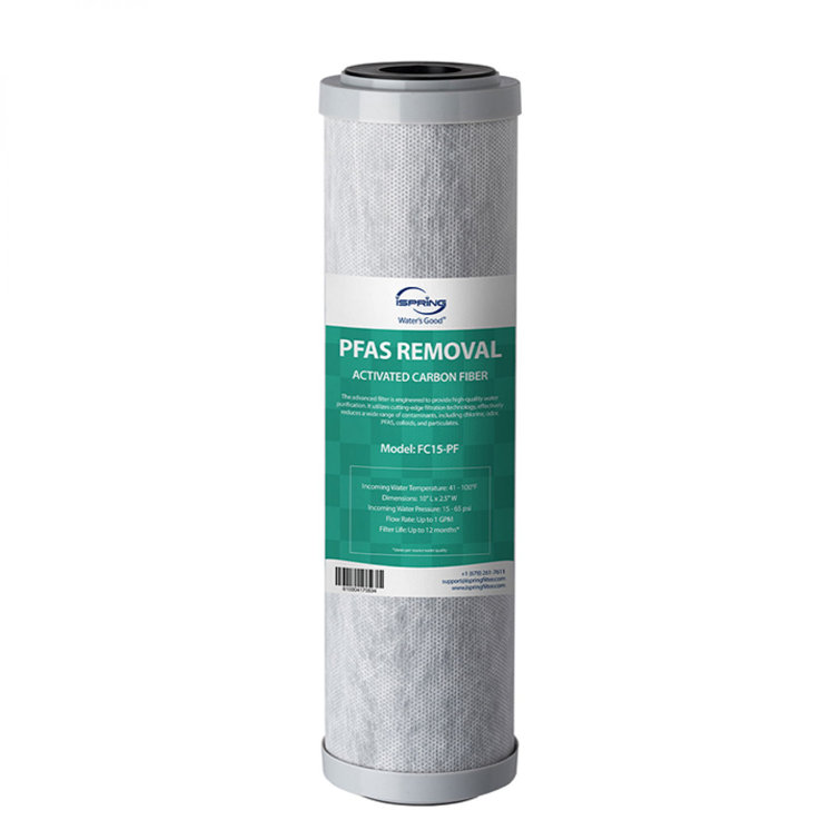 iSpring FC15-PF SGS Tested Replacement Activated Carbon Fibre Water Filter Cartridge for US31-PF Under Sink Water Filtration System and CW31-PF RV Water Filter System, Removes PFAS, Up to 12 Months
