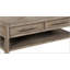 Table basse de 50 pouces sans assemblage avec rangement spacieux et finition élégante en chêne blanc, parfaite pour les salons modernes.