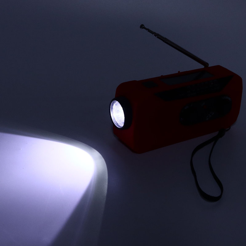 Radio portable d'urgence solaire avec lampe de poche DEL et batterie de 2000 mAh, idéale pour le camping et la randonnée (modèle vert américain).