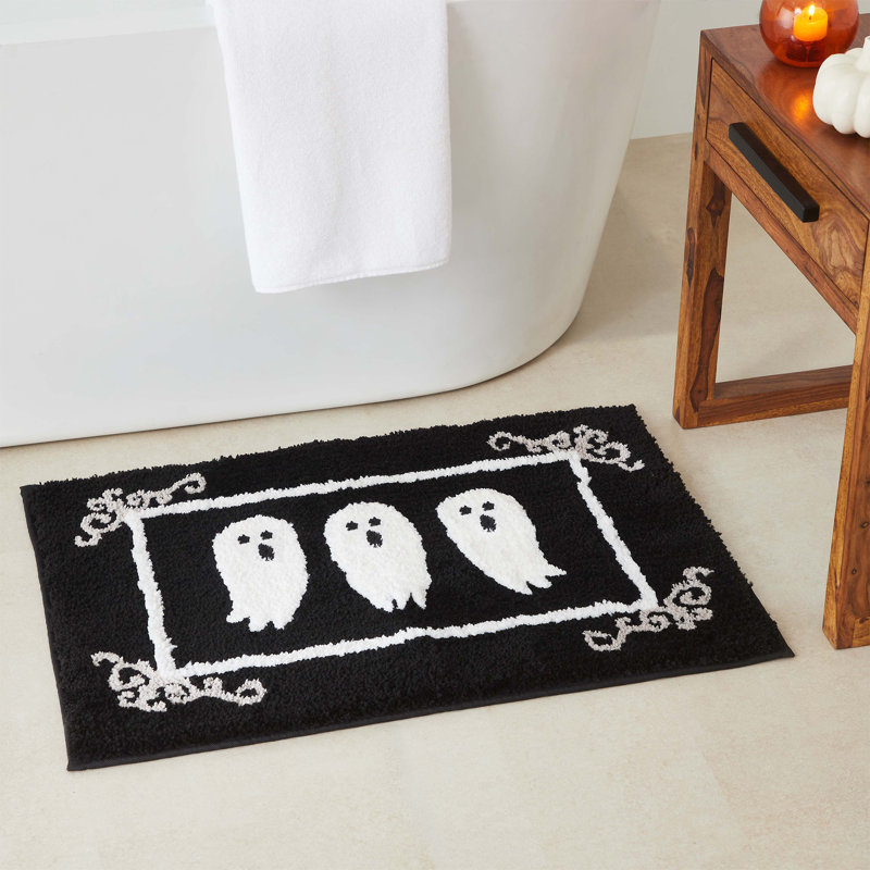 Hallmark Black/White Boozy Halloween Microfiber Bath Rug, 20" x 30"