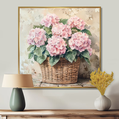 Hydrangeas In A Vintage Basket I - Hydrangea Wall Art