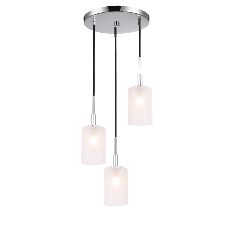 Suspension cylindrique en grappe 3 lumières Herr, Chrome, Halogène