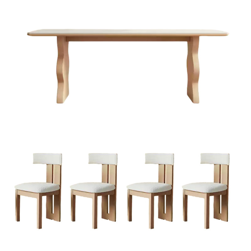 Ensemble de table de salle à manger à pieds ondulés en pierre frittée, H 29,53 po x L 70,87 po x l 31,5 po