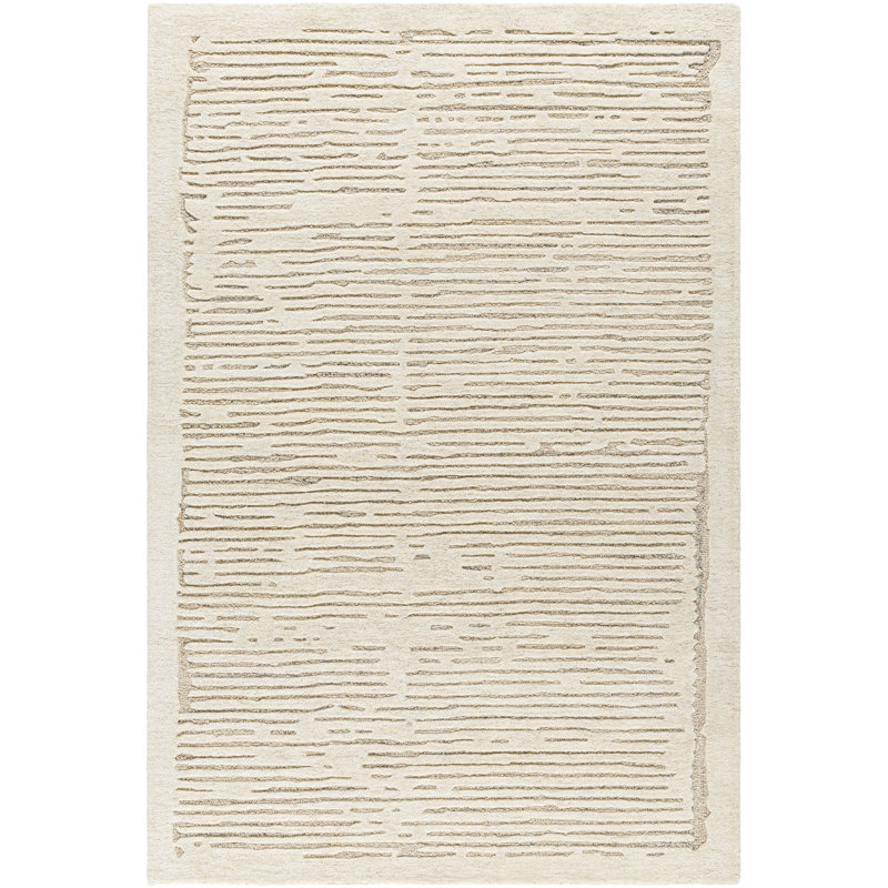 Tapis rectangulaire en laine touffeté à la main brun / beige Carmellia, Rectangle 8 pi x 10 pi