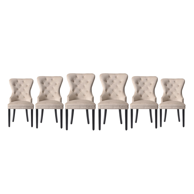 Tufted Velvet Side Chair (Set Of 6), Taupe