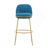 Rio Claro Indoor Metal Upholstered Barstool, Gold Finished Frame And Blue Upholstery, Set Of 2