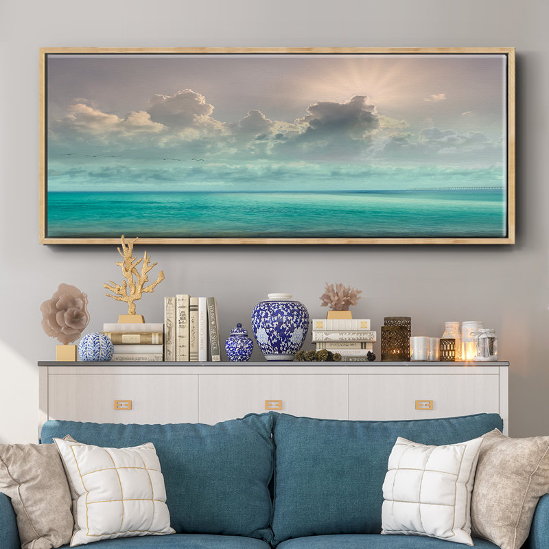 Caribbean Water- Framed Canvas, 8" H x 20" W
