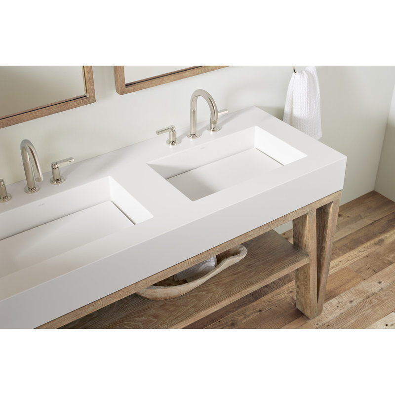 Bodo 59.63" Double Bathroom Vanity Set, Light Gray Oak
