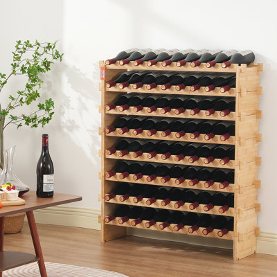 72 Bottle Upgrade Modular Wine Rack Bamboo Wood Display Shelf 8-Tier by VEVOR