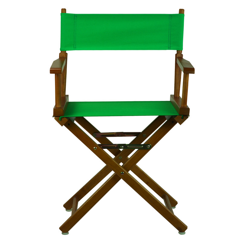 Chaise de réalisateur pliante 18 po, Vert, Chêne miel