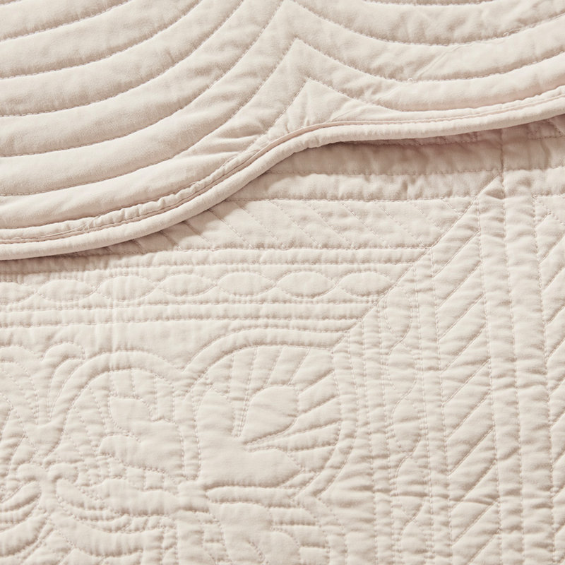 Courtepointe réversible à bords festonnés - très grand / très grand, couleur rosée, rembourrage 90% coton, microfibre, 10% autres fibres -