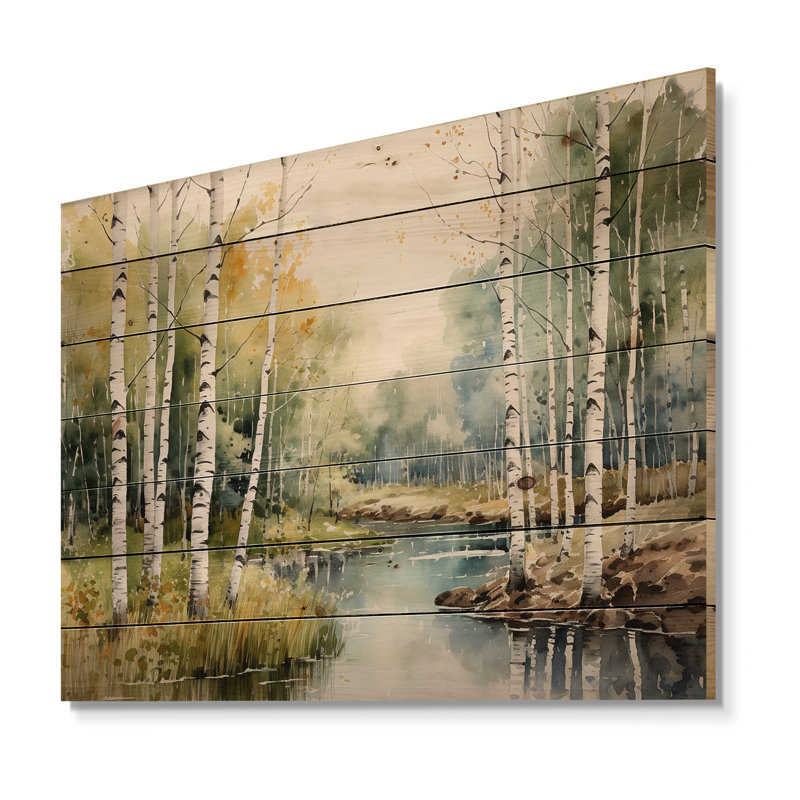 «Izaeah Birch Woods Silent Woods II», impression sur bois, H 30 po x l 40 po x P 0,78 po