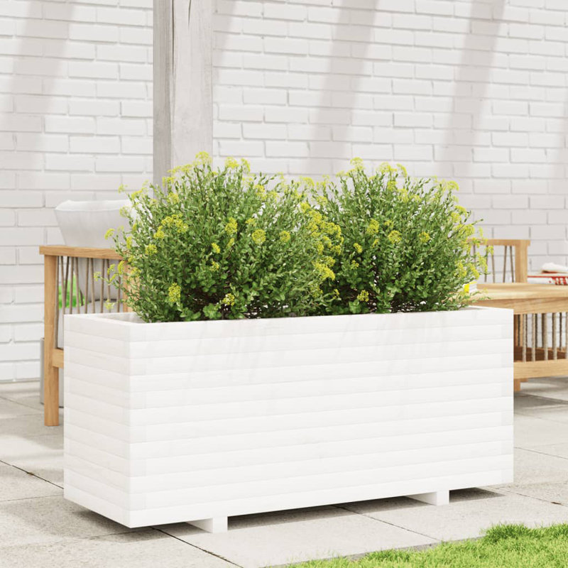 8 Wood Planter, 49.5cm H x 90cm W x 60cm D, White