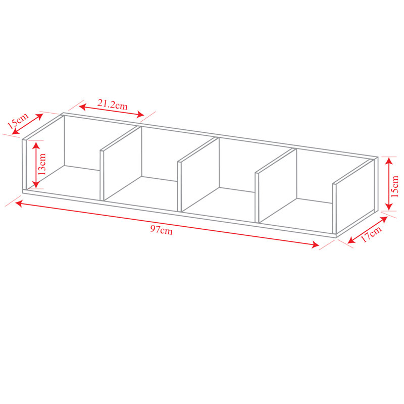 15cm H Wall Mounted Media Storage, Dark Oak