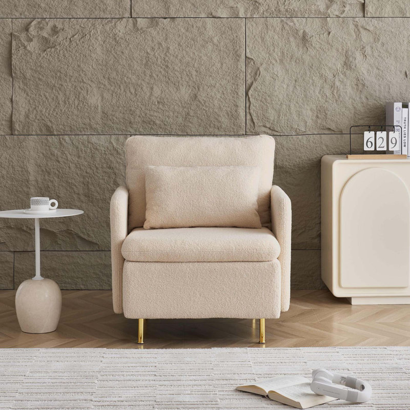 Chaise d'appoint Juhee Modern Club Chair, Tissu sherpa beige