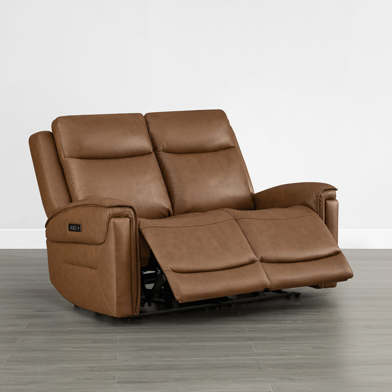 Super Zero-Gravity Genuine Leather Dual Motor 2PC Power Sofa With Power Headrest, 41.73" H x 60.63" W x 37.8" D, 2, Saddle