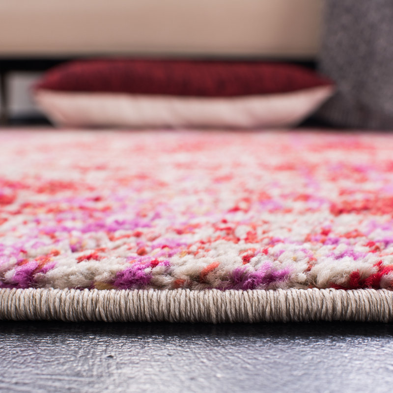 Riebe Abstract Red Area Rug, Round 8'