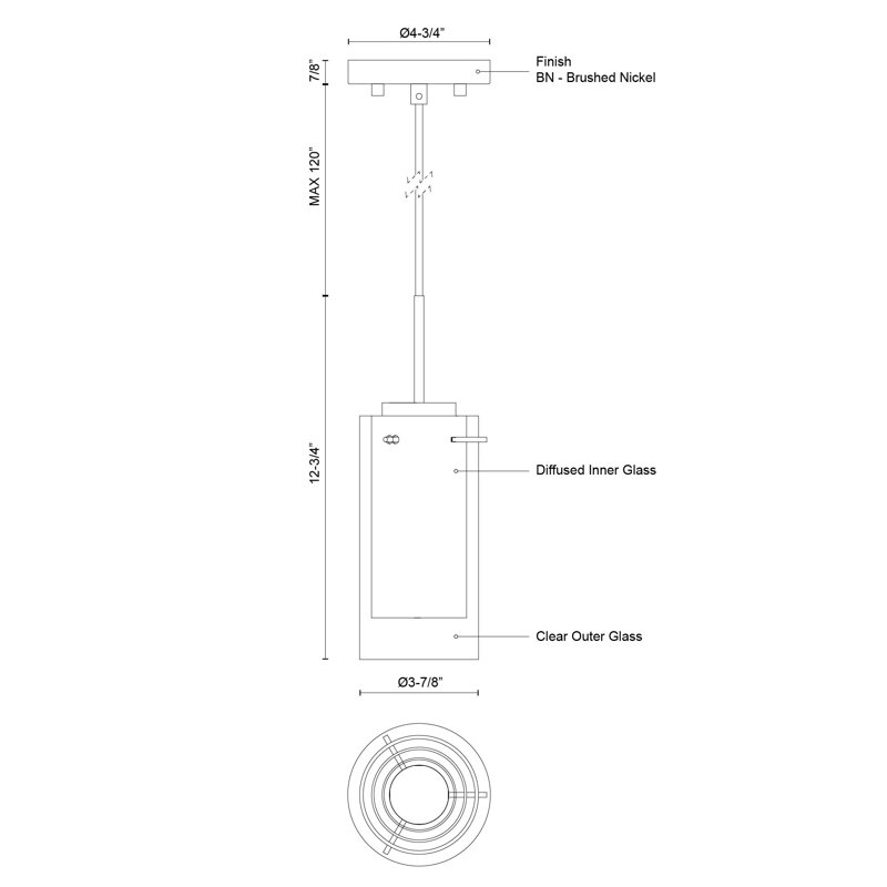 Verona 1 - Light LED Pendant, 127.38" H x 5.13" W x 5.13" D
