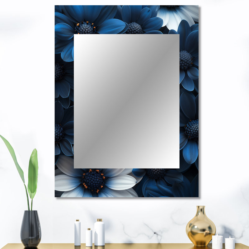 Nocturnal Nirvana blanc bleu Mums - Mums miroir, miroir mural traditionnel unique, impression d'art en métal, 40 po x 30 po