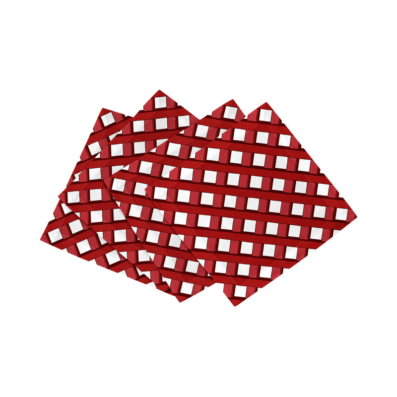 Timothy Corrigan Jardin Francais Cotton Sateen Cocktail Napkins, Red
