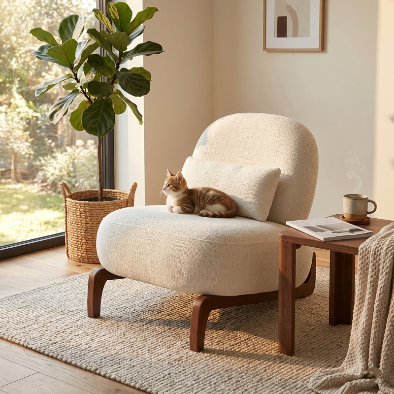 Upholstered Accent Chair, White